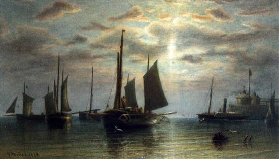 Fred Miller (19th C.) Shipping off Brighton 7.75 x 13.5in.